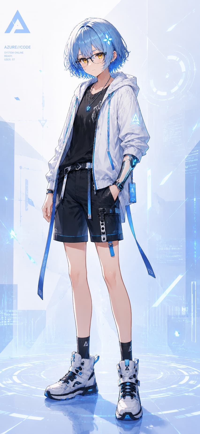 Full-body illustration of Lin Che (Aether-01)